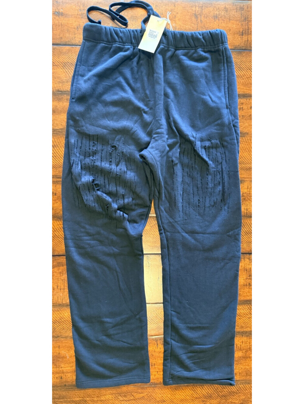 MNML Shredded Layered Baggy Sweatpants - Black Size XL
